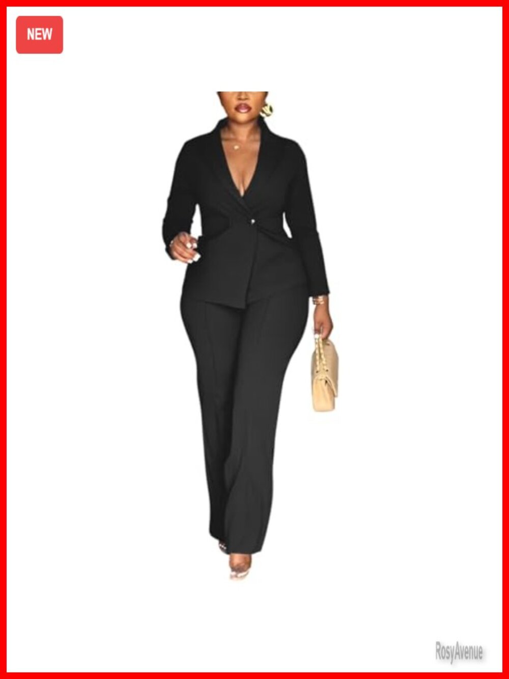 Women's Double Breasted Blazer Pants Suit 2 Piece Outfit